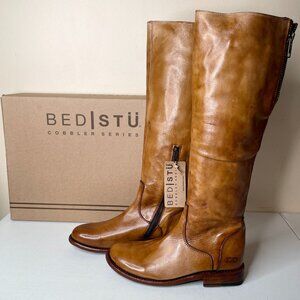 BED STU Tess Tan Distressed Leather Tall Riding Boots BEDSTU Size 8